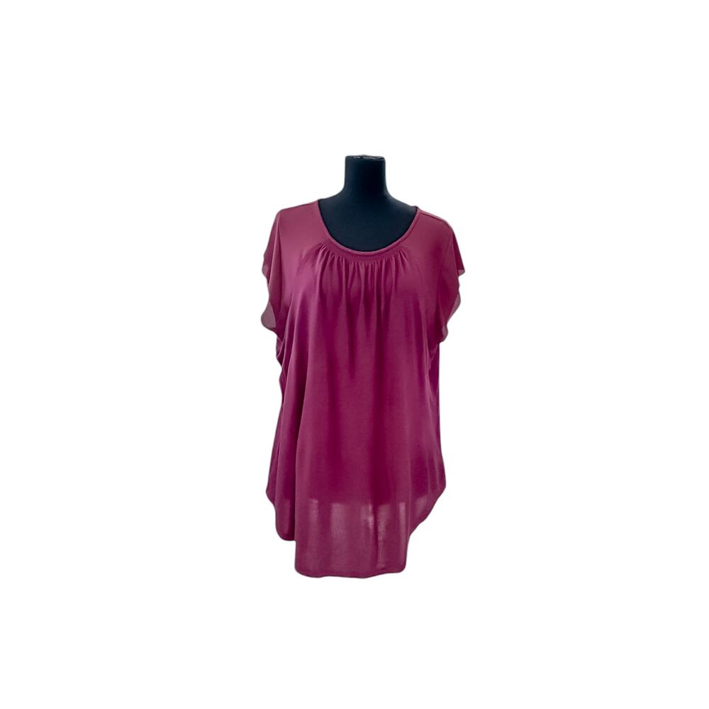 LOFT Maroon Flutter Sleeve Blouse Size XL